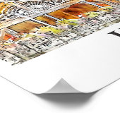 Poster Hallstatt Autriche Voyage Aquarelle main tirée (Coin)