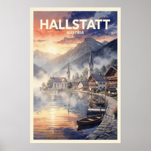 Poster Hallstatt Autriche Voyage Rétro