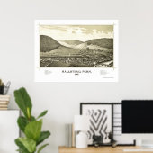 Poster Hallstead, PA Carte panoramique - 1887 (Bureau à domicile)