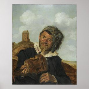 Poster Hals - Homme jouant du violon dans un paysage de d