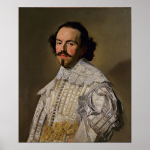 Poster Hals - Portrait d'un gentleman en blanc