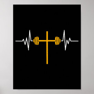 Poster Haltère croix haltère Jésus drôle chrétien Worko