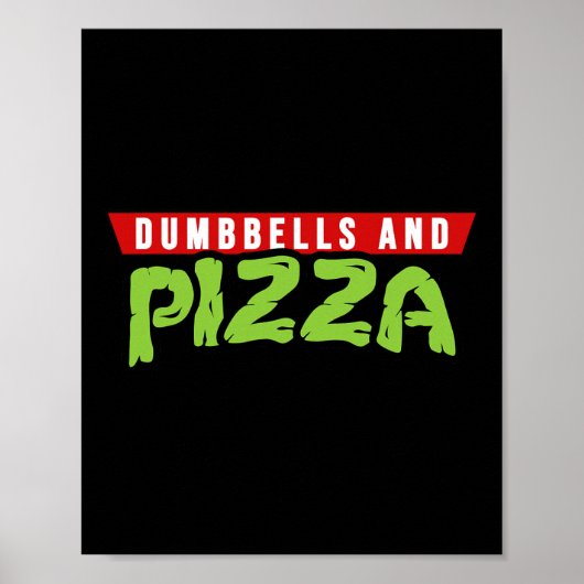 Poster Haltères et pizza drôle de thème de tortue mignonn (Devant)