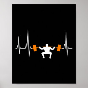 Poster Haltères Musculation Battement de coeur Bodybuildi