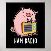 Poster Ham Radio Funny Pig Pun Dark BG (Devant)