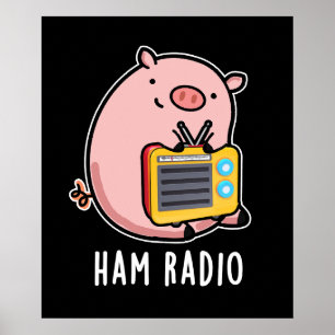 Poster Ham Radio Funny Pig Pun Dark BG