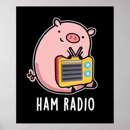 Poster Ham Radio Funny Pig Pun Dark BG (Devant)