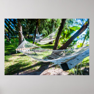 Poster Hamac sur la plage, Fidji