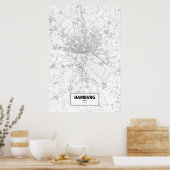 Poster Hambourg, Allemagne (noir sur blanc) (Cuisine)