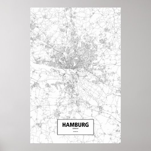 Poster Hambourg, Allemagne (noir sur blanc) (Devant)