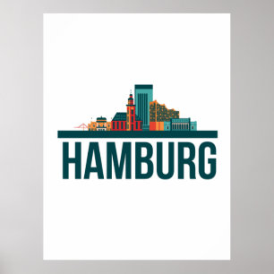 Poster Hambourg Allemagne Skyline
