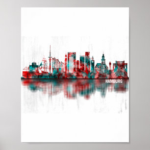 Poster Hambourg Allemagne Skyline