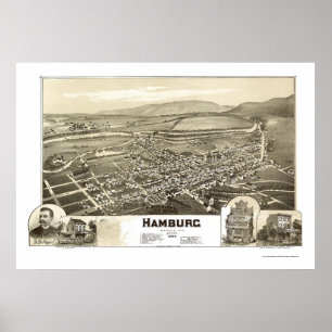 Poster Hambourg, PA Carte panoramique - 1889