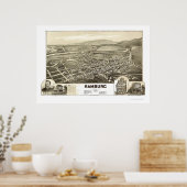 Poster Hambourg, PA Carte panoramique - 1889 (Cuisine)