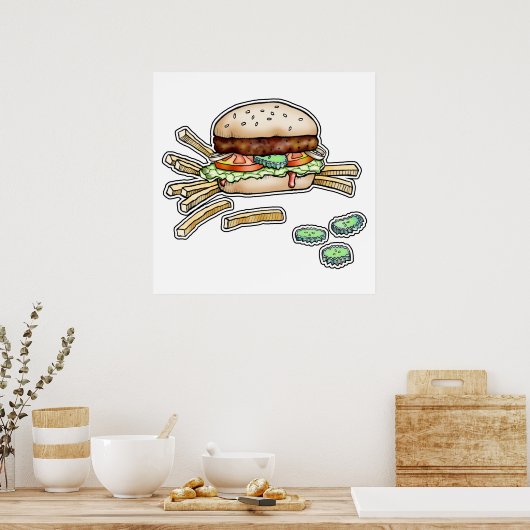 POSTER HAMBURGER (BURGER) & FRITES (Cuisine)