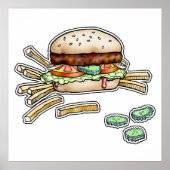POSTER HAMBURGER (BURGER) & FRITES (Devant)