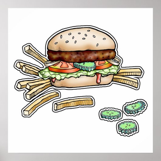 POSTER HAMBURGER (BURGER) & FRITES (Devant)