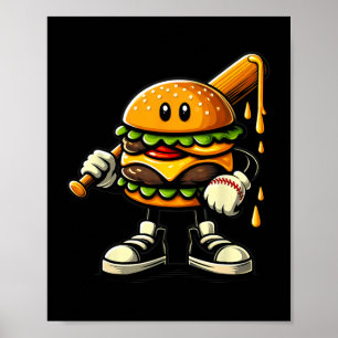 Poster Hamburger Cheeseburger Jouer Vendre Joueur Sport