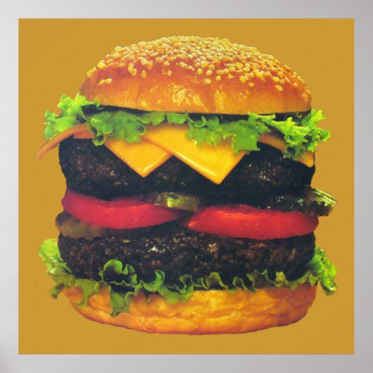 Poster Hamburger de luxe double au fromage (Devant)