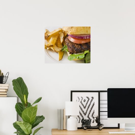 Poster Hamburger et frites (Bureau à domicile)