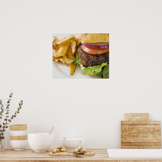 Poster Hamburger et frites (Cuisine)
