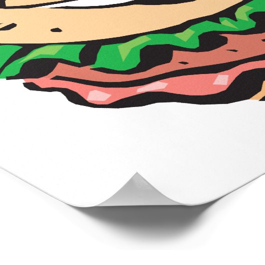 Poster hamburger visage heureux (Coin)