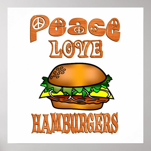 Poster Hamburgers Peace Love (Devant)