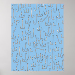 Poster Hameçons de pêche vintage