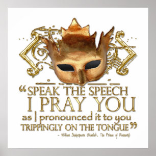 Poster Hamlet "speak the speech ..." Quote (Gold Version)