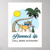 Poster Hammock Life Chill Mode Activé Drôle Cartoon (Devant)