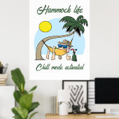 Poster Hammock Life Chill Mode Activé Drôle Cartoon (Bureau à domicile)