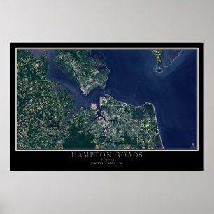 Poster Hampton Roads Virginia De L'Espace Carte Satellite