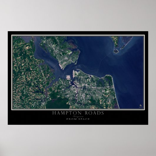 Poster Hampton Roads Virginia De L'Espace Carte Satellite (Devant)