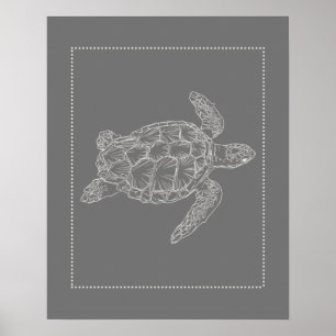 Poster Hamptons Style Turtle Print