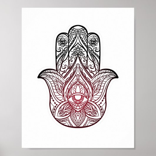Poster Hamsa avec motif boho (Devant)