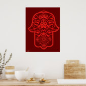 Poster Hamsa florale (rouge) (Cuisine)