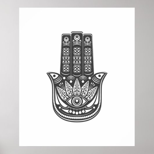 Poster Hamsa main spirituelle géométrique méchant oeil mé (Devant)