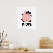 Poster Hamsome Funny Pig Pun (Cuisine)