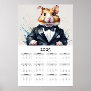Poster Hamster d'aquarelle dans Tuxedo Bow Cravate 2025 C