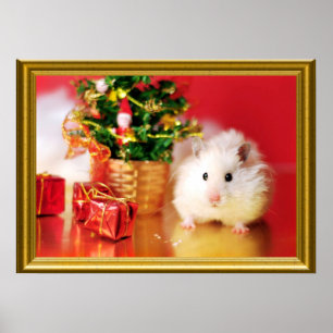Poster Hamster Kokolinka avec l'arbre de Noël