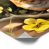 Poster Hamster Syrien D'Or Dans Un Champ Fleuri (Coin)