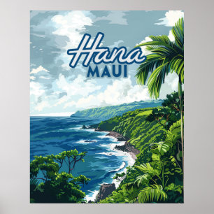 Poster Hana Maui Hawaii Road à Hana Beach Coast Retro