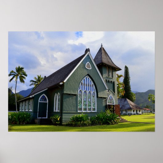 Poster Hanalei, Hawaii, Église (Devant)