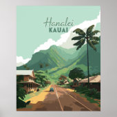 Poster Hanalei Kauai Hawaii Bay Mounts Green (Devant)