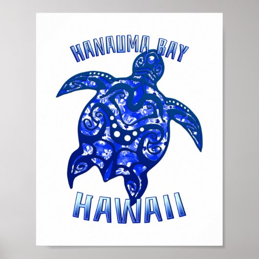 Poster Hanauma Bay Hawaii Vacation Tribal Turtle (Devant)