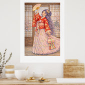 Poster Hanbok Élégant avec Éventail (Cuisine)