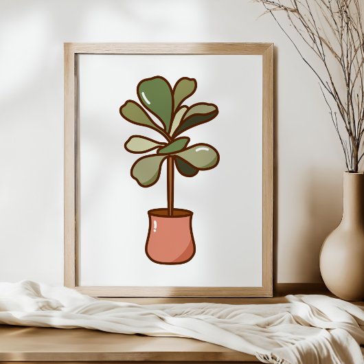 Poster Hand-Drawn Fiddle Leaf Fig Plant Art