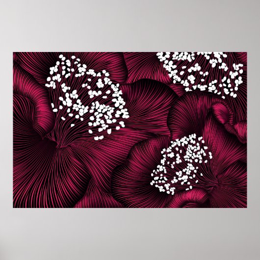 Poster Hand drawn floral pattern with camelia flowers (Devant)