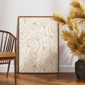 Poster Hand Drawn Ginkgo Japanese Boho Japandi Botanical