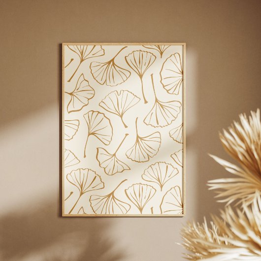 Poster Hand Drawn Ginkgo Japanese Boho Japandi Botanical
